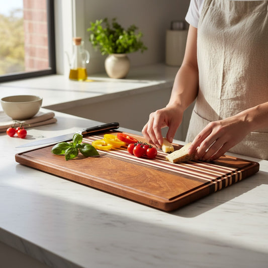 Cutting board footed-striped-juice grooved 12.5"x23"