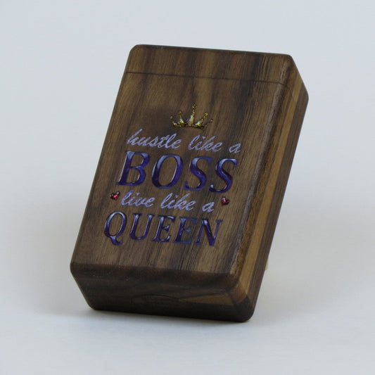TWIC BOX (black walnut) BOSS QUEEN-inlayed