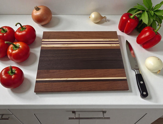 Hardwood striped cutting board 12"x15"x1"