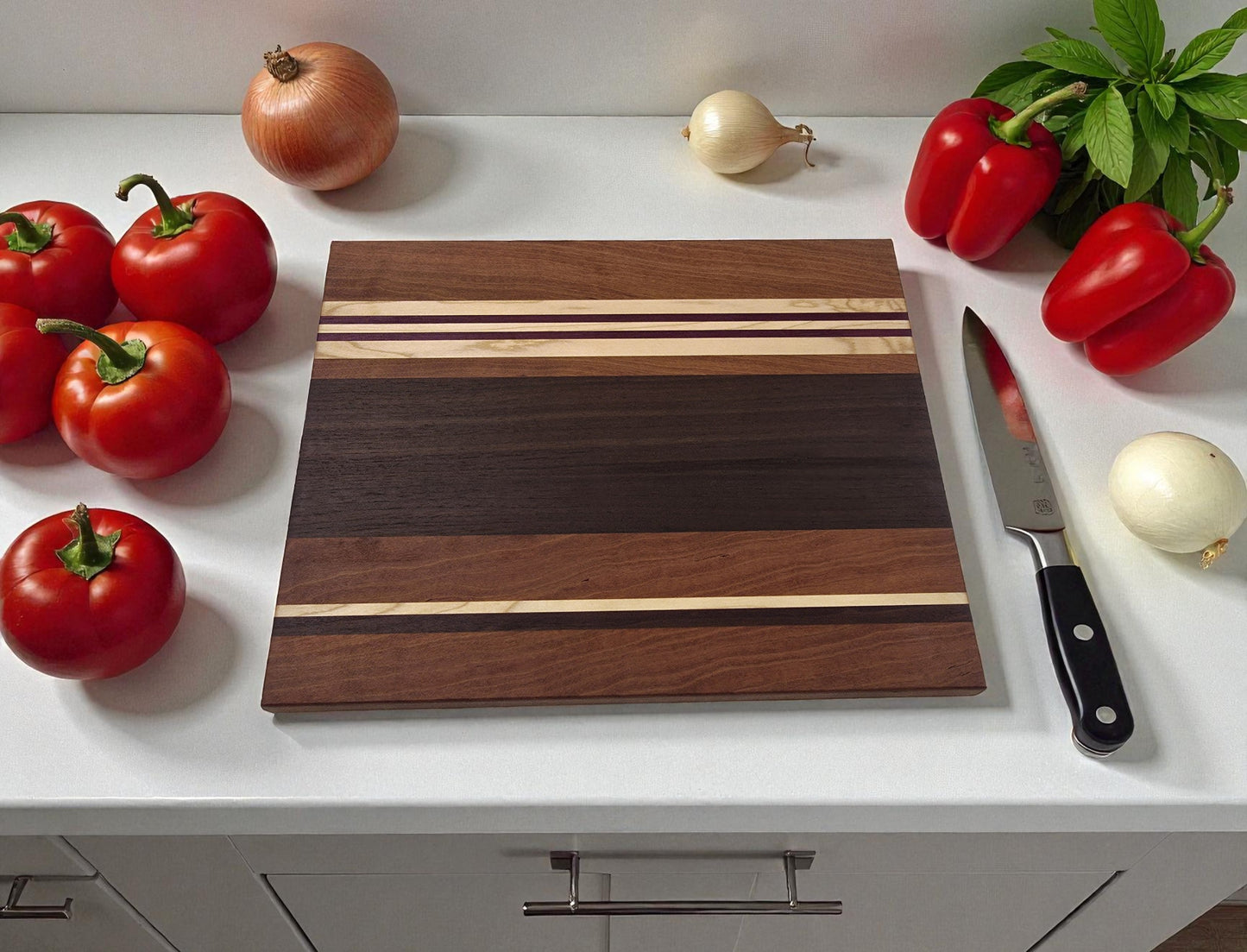 Hardwood striped cutting board 12"x15"x1"